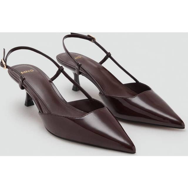 Kitten-heel patent leather shoes chocolate - Woman - 6 - MANGO - Chocolate