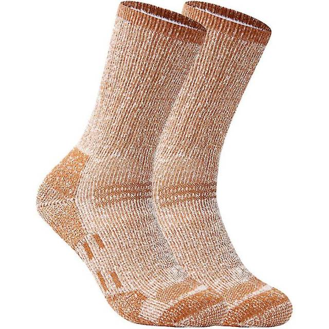 (Earthly yellow, One size) Thicker Solid Socks Mid-tube Ski Socks Wool  Socks Against Cold Snow Russia Winter Warm Male Womens Socks 1 Pair