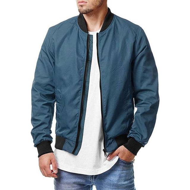 (blue, L) Fashion Casual Bomber Jacket Men Jacket Coat Men 2022 Spring Autumn New Outwear Stand Slim Military Jacket Men&apos;s Clothing