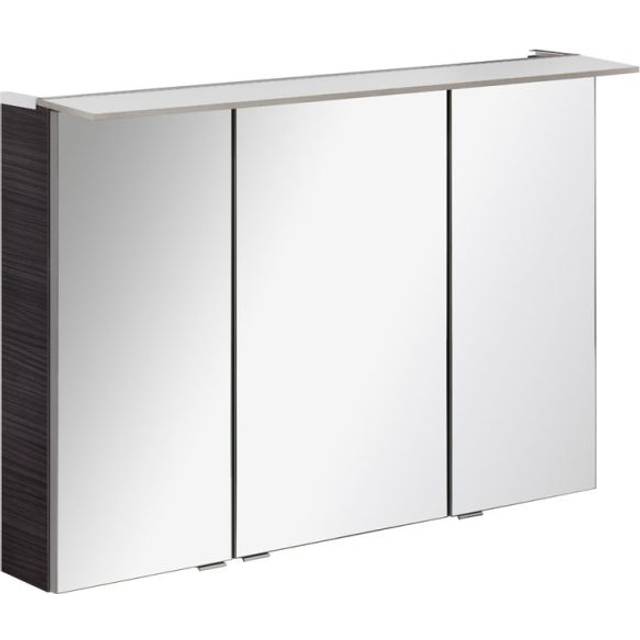 100cm x 69cm Surface Mount Mirror Cabinet with Lighting - Black (690mm H X 1,000mm W X 150mm D)