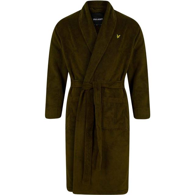 (L, Green) Lyle & Scott Mens Logo Towelling Dressing Gown