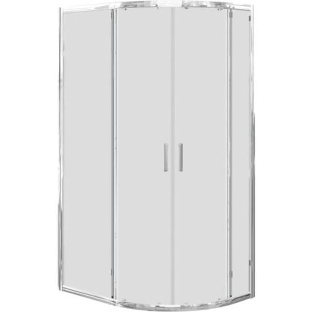 1000x800mm Chrome 6mm Glass Left Hand Offset Quadrant Shower Enclosure with Shower Tray - Carina