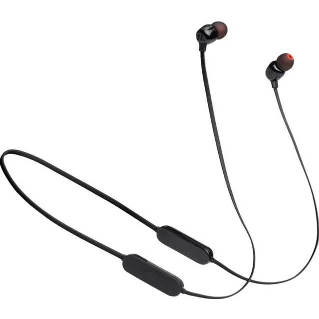 JBL Tune 125 – Bluetooth trådlösa in-ear-hörlurar med 3-knapps mikrofon/fjärrkontroll och platt kabel – vit