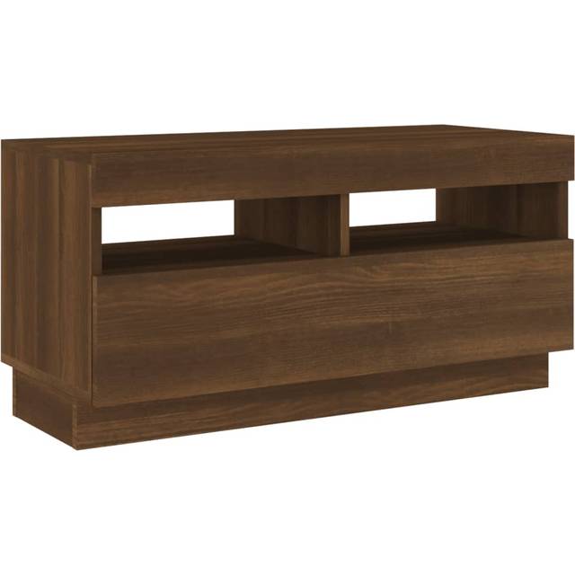 vidaXL TV Cabinet with LED Lights Brown Oak 80x35x40 cm