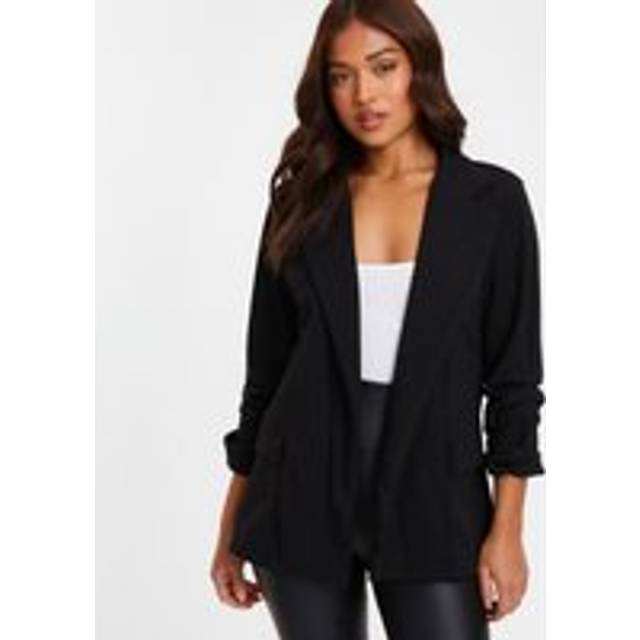 Quiz Petite Ruched Sleeve Blazer In Black - 16
