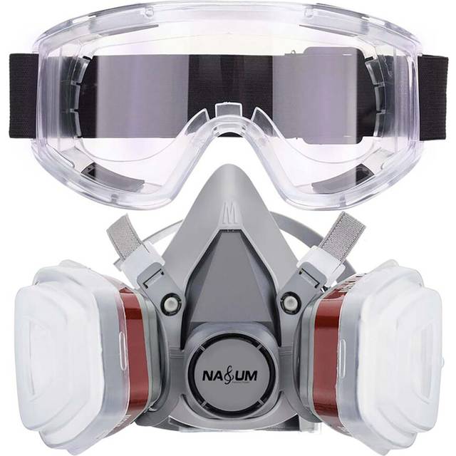 Respirator Mask with Protective Goggles for Paint Spray Dust Chemicals Protection Odour Control