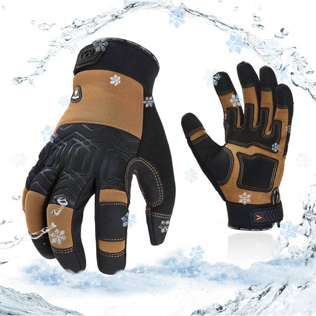 Vgo... 0C/32F Winter 3M Thinsulate Lined Work Gloves Waterproof Work Gloves Cold Storage Freezer Use(M Brown SL7716FW)