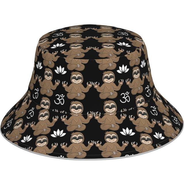 (Sloth Yoga Om Namaste_6954) Bucket Hat Reversible Reflective for Men Women - UV50+ Sun Protection Double-Sided Fishing Hat with 360 Safety Strips Sum