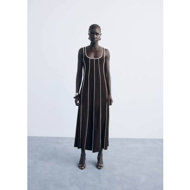 Striped cotton dress brown - Woman - 14 - MANGO - Brown