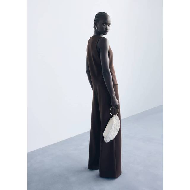 Mango Salve Wide Leg Trousers, Brown