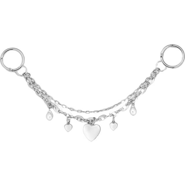 SUI AVA Chain W. Pearly Heart Bag Charm |Silver |One Size