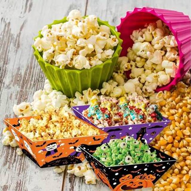 SHEIN 12pcs Halloween Popcorn Containers Boxes, Party Paper Snack Trays, Suitable For Popcorn, Corn Rolls, Snack Candy, Food Containers, Trick Or Treat Part