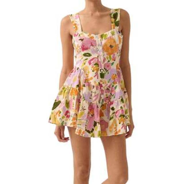 SHEIN Women Slip Dress, Sleeveless Backless Button Closure Floral Dress Summer Mini  A-Line Dress