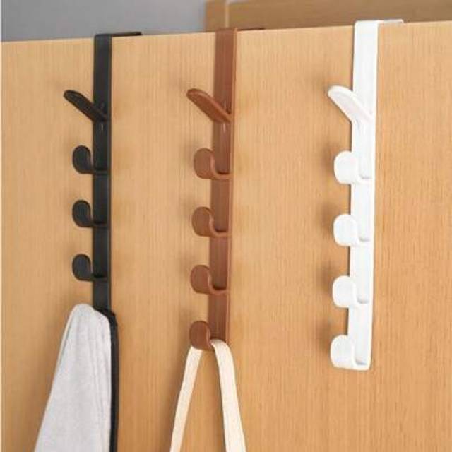 SHEIN 2pcs 5 Layers Over The Door Hook Organizer Rack Hanger Backpack Handbag Door Hook,Easy Install Door Hanging Hooks Bedroom Door Hanger Clothes Hanging