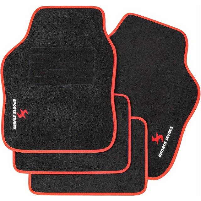 TEMU 4pcs Car Floor Mats Floor Mat Set, Universal Floor Mats With Embroidered Car Carpet Waterproof And Non-slip Heel Protector, Made Of Carpet Material