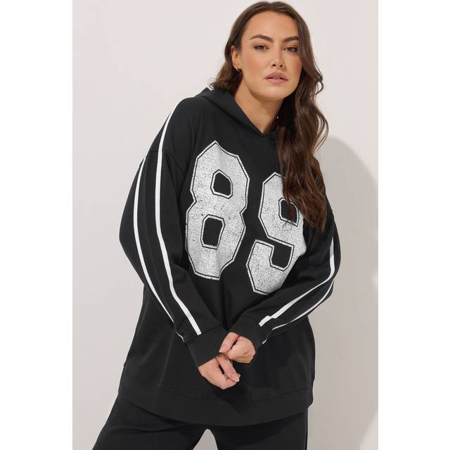 Yours Plus Size Black '89' Side Stripe Hoodie Size 16