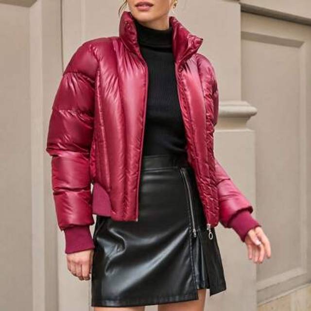 SHEIN Women&#39;s High Collar Warm Padded Short Winter Coat