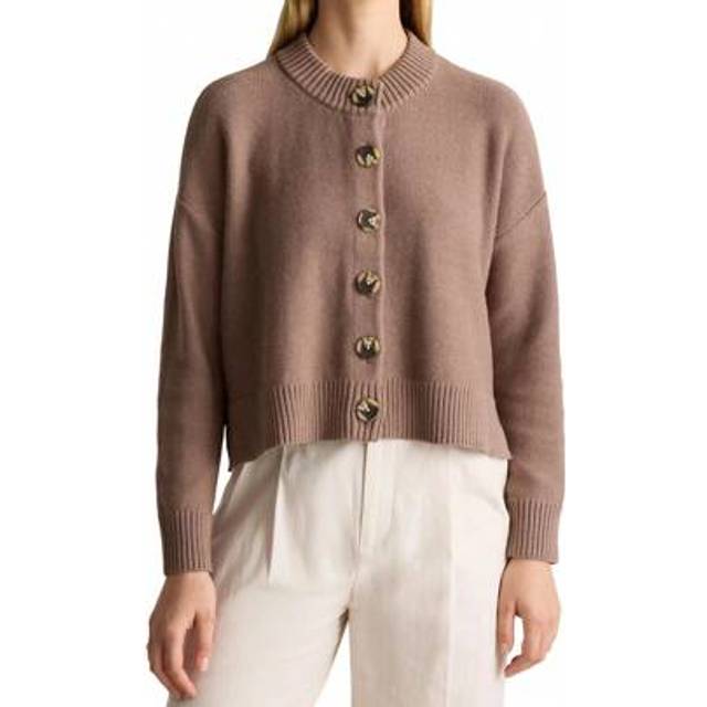 SHEIN Women&#39;s Crew Neck Knit Cardigan Basic Long Sleeve Solid Color Button Down Sweater Outwear