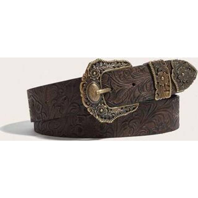 SHEIN Plus Size, 1pc Bohemian Belt, Y2K Women&#39;s Brown Printed Waist Belt, Western Accessories Vintage Versatile For Jeans, Dresses, Suitable For Daily Wear,