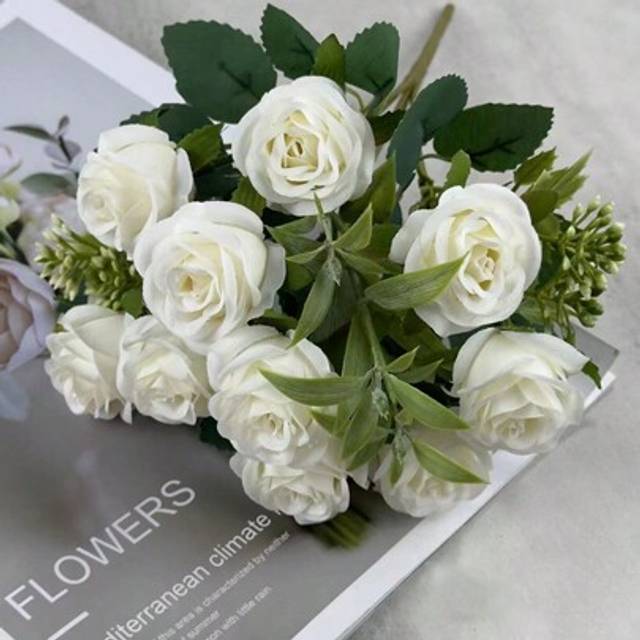 SHEIN 1/3/5pcs Artificial Rose Flower Bouquet, Home Decor, Table Centerpiece, Photography Props, Outdoor Garden, Wedding Decoration, Bride Holding Flowers,