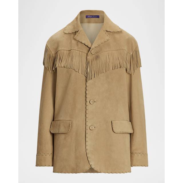 Ryland Fringe-Trim Suede Coat - CLA TAN - 8