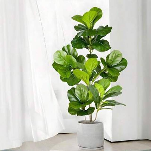 SHEIN 70-135cm Large Fake Ficus Tree Artificial Rubber Plants Branch Plastic Fiddle Leaves Tall Fig Tree For Home Garden Indoor Outdoor Decor Without 1pc