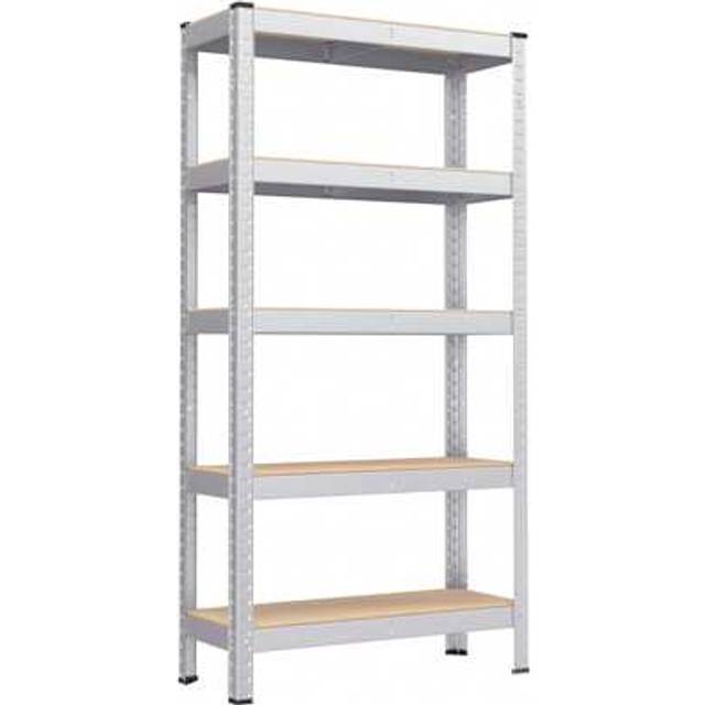 SHEIN 5-Tier Shelving Unit, Steel Shelving Unit For Storage, Boltless Assembly, For Garage, Shed, Load Capacity 650 Kg, 875 Kg,  750 Kg, Silver