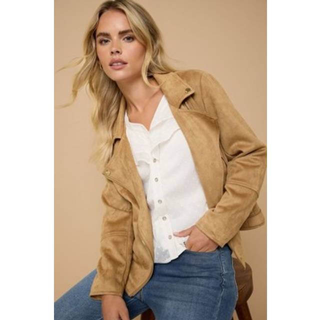 M&Co Petites M&Co Petite Brown Faux Suede Biker Jacket Size 18