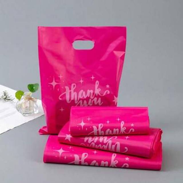 SHEIN 50pcs Rose Thank You Gift Bags, Plastic Bags For Small Business, Shopping Bags, Ideal For Festival, Birthday, Party Favors, Wedding Gift Packaging, Su