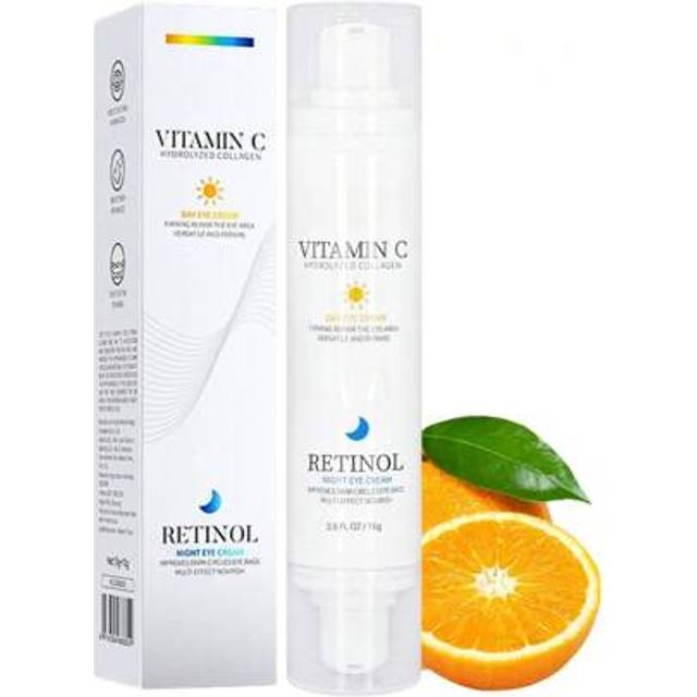 SHEIN Anti-Aging Under Eye Cream For Dark Circles -  &  Vitamin C & Retinol Eye Cream Duo For Firming, Anti-Wrinkle, Hydrate + Righten Eyes, Reduces Eye Ags