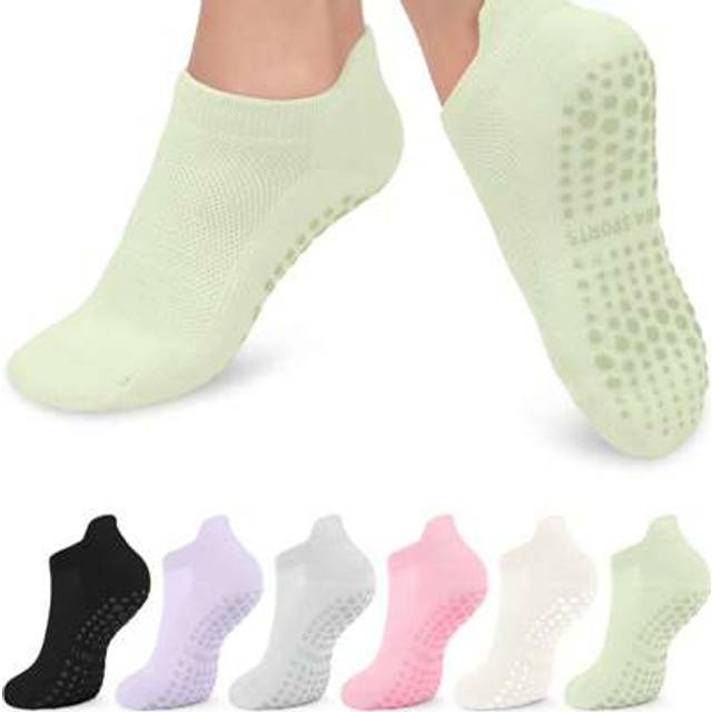 SHEIN 6 Pairs Women Colorful Yoga Socks With Grippers And Ankle Cuffs, Breathable Short Yoga Dance Socks Suitable For Sports, Ballet, Yoga