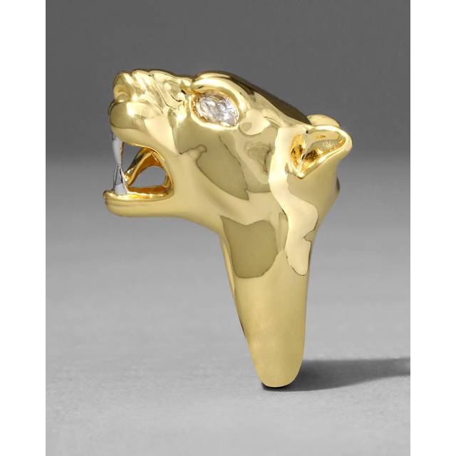 Alexis Bittar Gold Panther Visage Ring in Gold/Silver Size 9 | Statement Jewelry from Alexis Bittar (9)