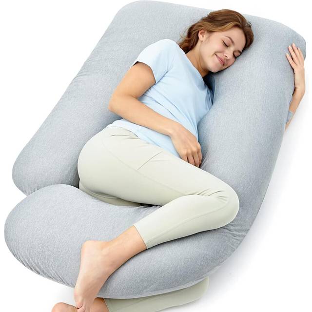 momcozy Pregnancy Pillows with Cooling Cover, U-Shaped Full Body Maternity Pillow for Side Sleepers 57 Inch - Support for Back, Hip, Belly, Legs for