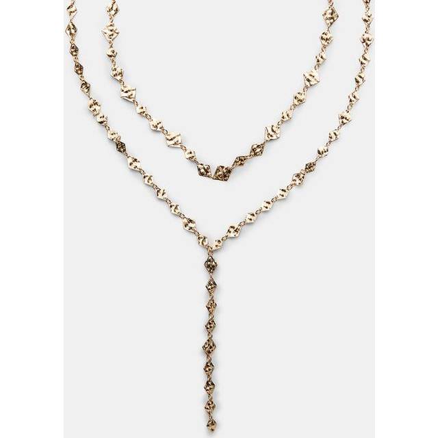Stradivarius – Guldfärgat lariat-halsband med strass