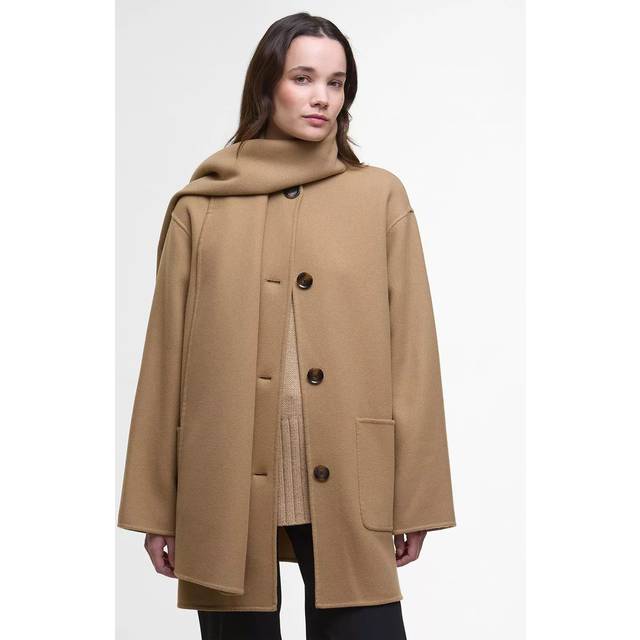 Barbour Clementine Wool Rich Scarf Coat, Camel