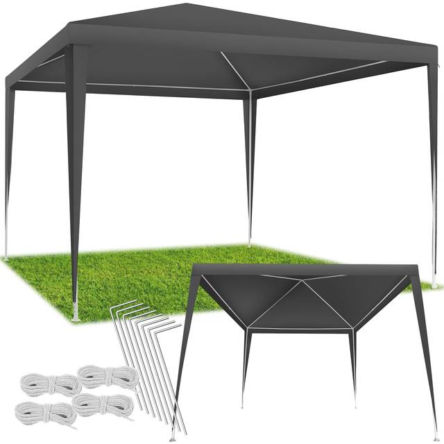tectake Gazebo Farah- water resistant, plug-in system, 3x3m - Grey, Grey