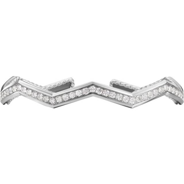David Yurman - sterling silver Zig Zag Stax™ diamond cuff bracelet (5mm) - women - Sterling Silver/Diamond - S