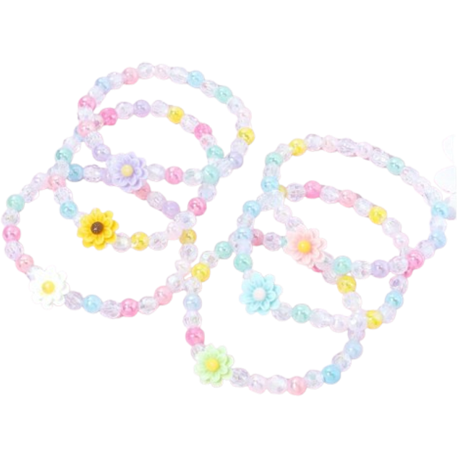 SHEIN 6pcs/Set Floral Beaded Bracelets For Kids, Random Color