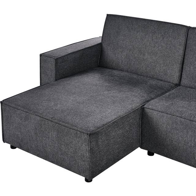 Beliani Right Hand Fabric Corner Sofa Bed Graphite Grey Romedal Ii, Grey