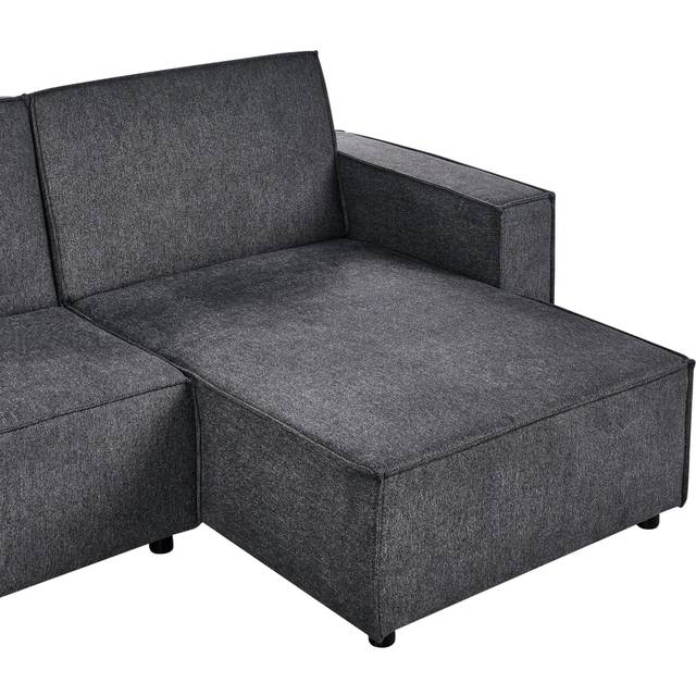 Beliani Left Hand Fabric Corner Sofa Bed Graphite Grey Romedal Ii, Grey