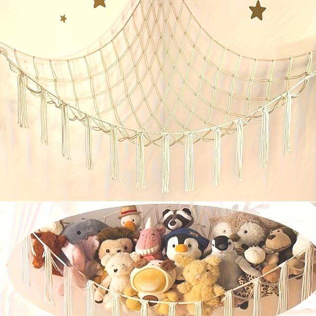 TEMU Storage Hammock Net Corner Large Hammock Hanging Organizer For Living Room, Bedroom Decorative Cute Fun Gift Decoration 100x100x150cm Storage Rack For Halloween And Christmas