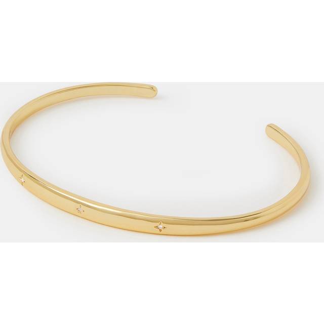 14ct Gold-plated Diamanté Star Bangle - Accessorize - One Size