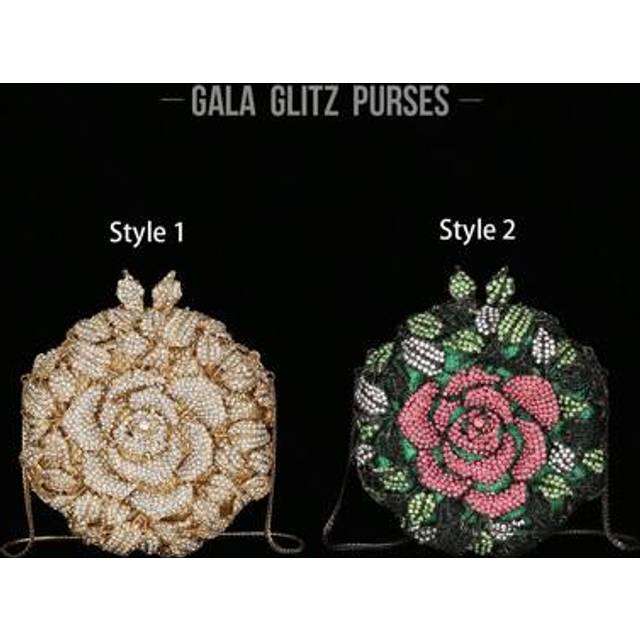 SHEIN 1pc Big Size Elegant Clutch Bags Rhinestone Flower Design Evening Purses For Party&Prom,Luxury Metal Crystal Handmade Clutch Bags For Women,Full Diamo