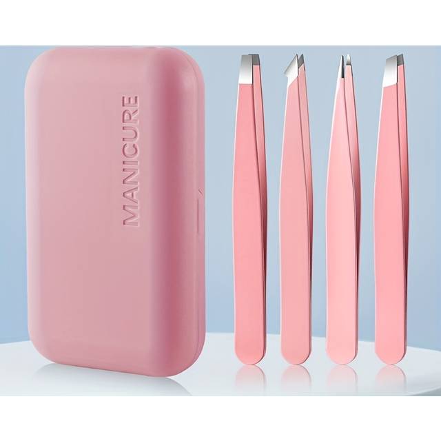 TEMU Eyebrow Tweezers Small Tweezers Hair Removal Clips, Mirror Storage Box, Professional Tweezers Clips, Hair Removal Tweezers Set, Portable