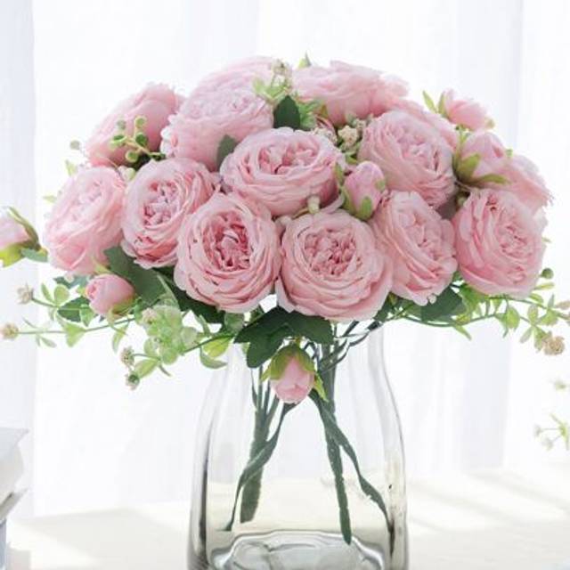 SHEIN 1PC/3PCS Artificial Peony Rose Flowers Bouquet For Wedding Decoration,Fake Plants Room Decor Fall Decor Fake Flowers Garden Autumn Decor Centerpieces