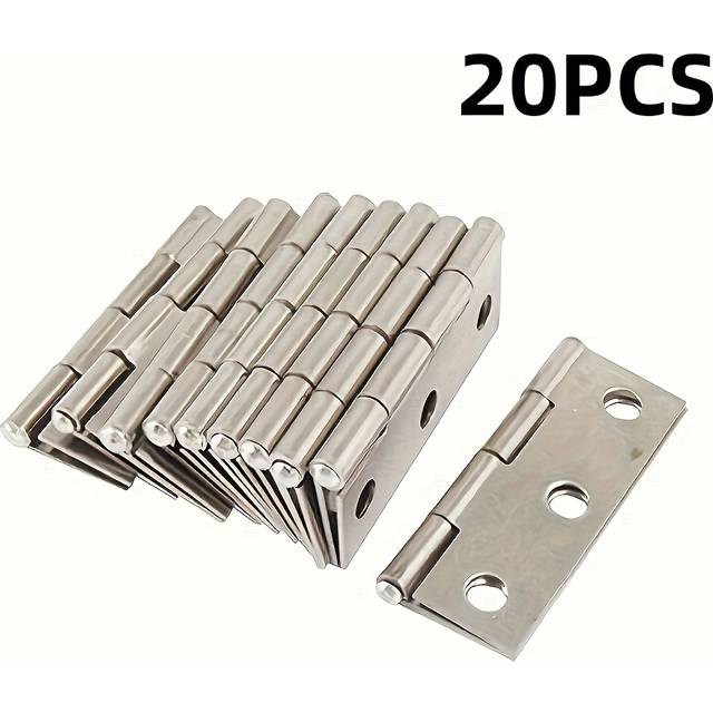 TEMU 20pcs Classic Stainless Steel Flat Hinges - Durable & Stylish For Cabinets, Windows, And Wooden Boxes | Improvement Hardware With Door Mount, Cabinet Hinge