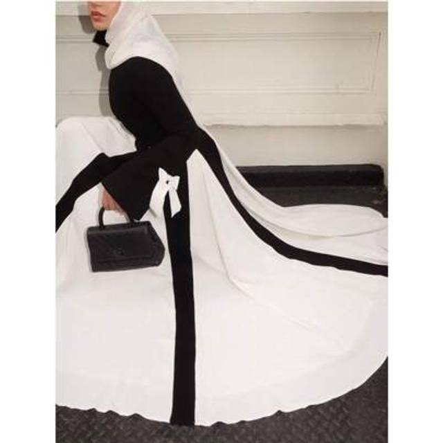 SHEIN 2025 New European & American Style Women&#39;s Black & White Patchwork Elegant Long Evening Dress