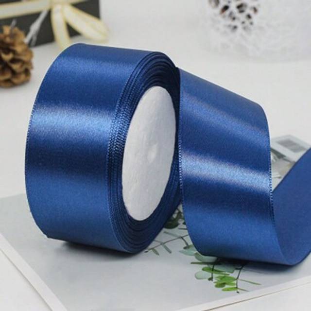 SHEIN 1pc 4cm Satin Ribbon For Wedding Cake Decoration, Chair Backs, Gift Wrapping Diy, Blue,Christmas