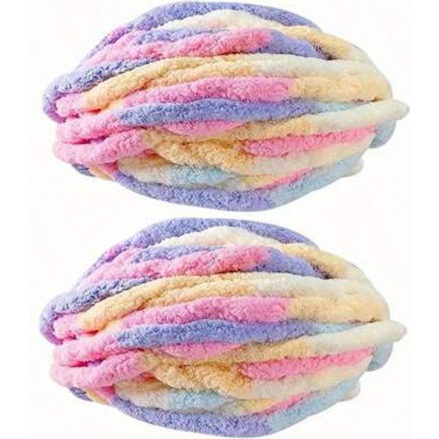 SHEIN 2 Rolls Extra Thick Chenille Yarn For Crochet & Knitting - Soft, Warm, And Cozy Hand-Woven Blanket Material, Mixed Colors, Ideal For DIY Scarves And H