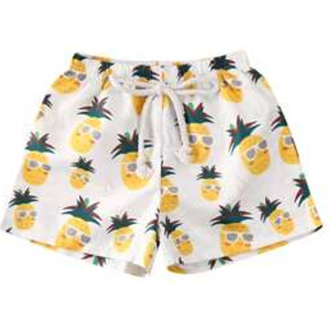 SHEIN Toddler Baby Boy Swimsuit Beach Shorts Summer Casual Cartoon Tropical Print Elastic Waist Bottoms Swim Trunks